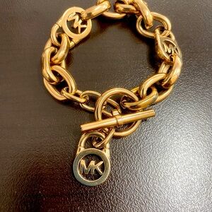 Michael Kors Rose Gold Chain Bracelet with Logo Charms